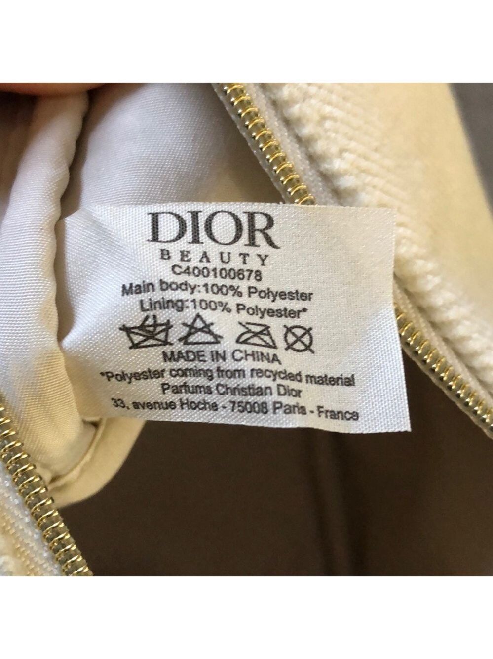 Dior Beauty Makeup Bag Pouch Off White Velvet Medium Makeup Bag Authentic - Picture 12 of 14